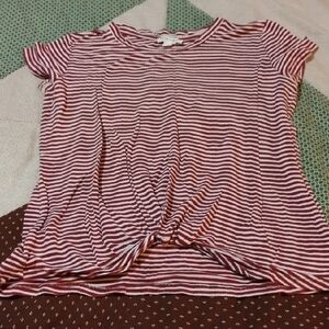 Casual Striped Red and White Women's Tee